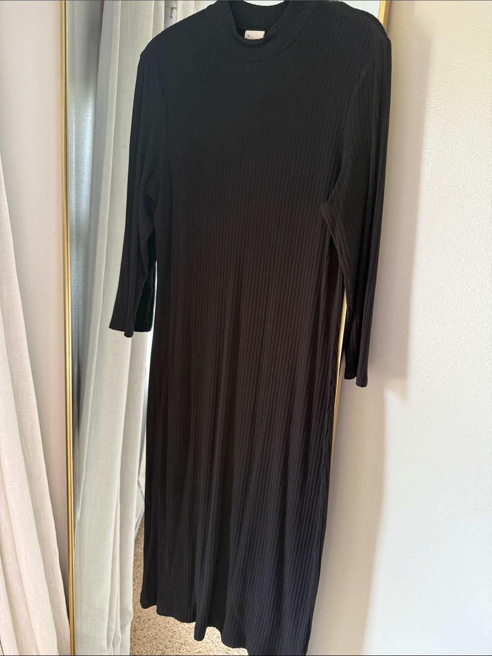 A New Day Ribbed Mockneck Long Sleeve Jersey Stretch Dress Midi